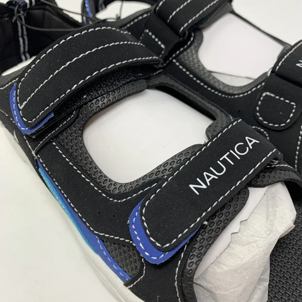 Nautica Kids Sz 4 Sports‎ Sandals Open Toe Athletic Beach Water Helm Black Blue